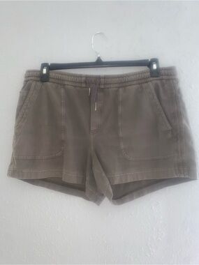 Athleta Olive-Taupe Drawstring Utility Shorts